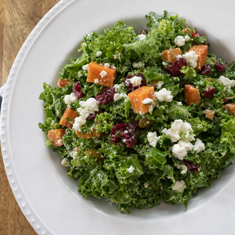Kale and Sweet Potato Salad (Available with Chicken; GF)