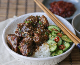 Asian Braised Beef with Cucumber Salad
