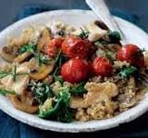 Quinoa with Mushrooms, Tomatoes, Spinach and Goat Cheese (V, GF)