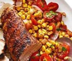Pork Tenderloin, Corn Bacon & Tomato Succotash with White Cheddar Polenta  (GF)